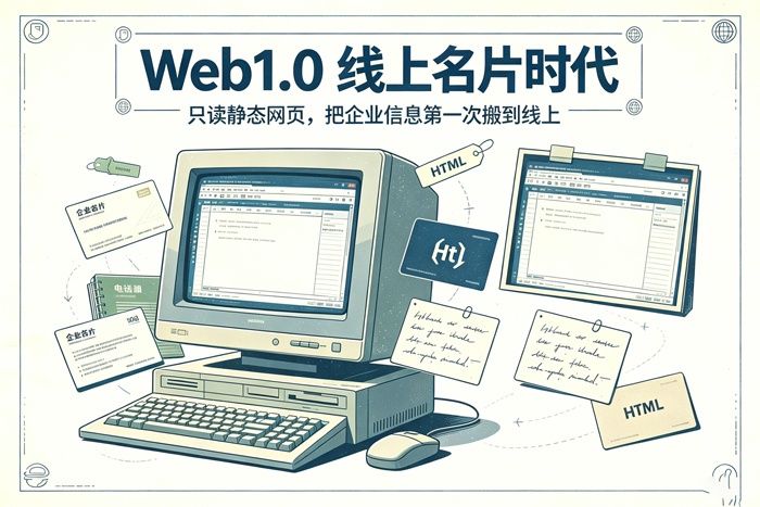 Web1.0线上名片时代,老式电脑与HTML
